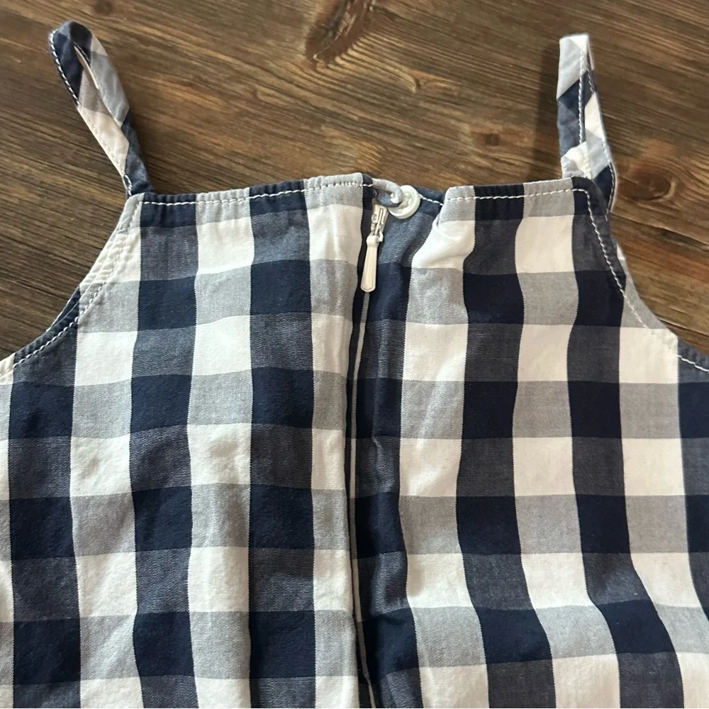Baby GAP navy and white gingham checkered summer romper toddler girls 5